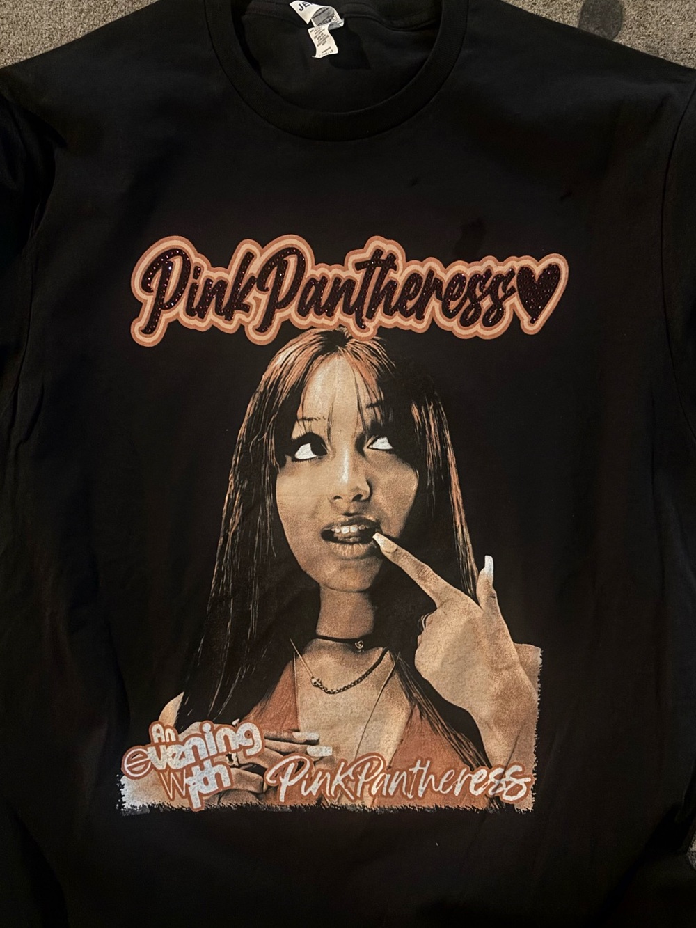 Pink Pantheress Black Graphic Tee - Logo